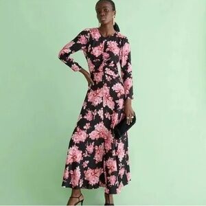 J.Crew Featherweight Satin Dress in Midnight Rose, Size 8